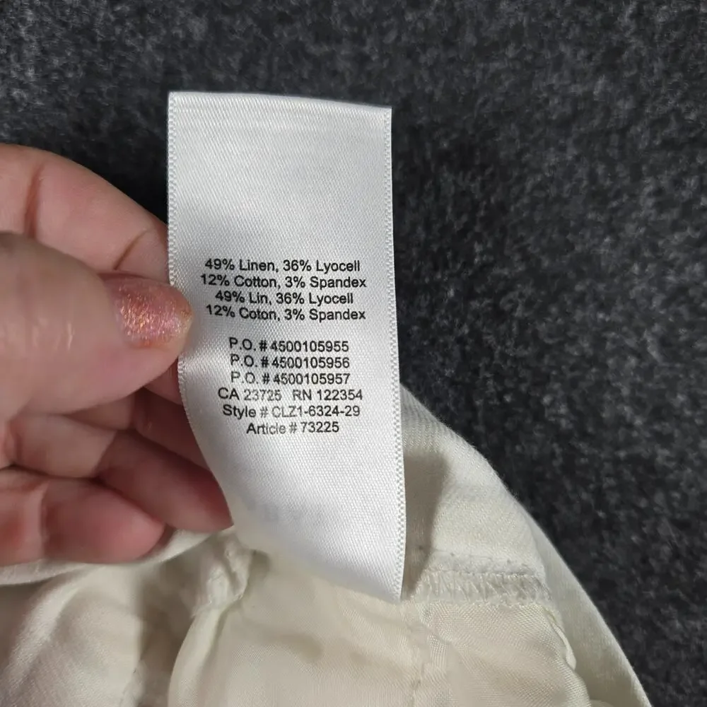 Babaton Aritzia Pants Size 4 Linen Blend Soft White Ankle Length Luxe Feel